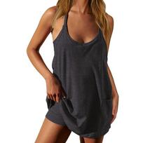 Women's Sleeveless Tennis Dress with Built-in Shorts U Neck Spaghetti Strap Mini Athletic Dress With Side Pockets 4XL kava