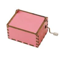 Wooden Music Box Ornament Classical Carving Hand Crank Musical Box for Christmas Crafts Gifts Pink,