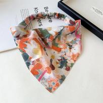 Elegantiškas gėlėtas trikampis galvos šalikas-skarelė, madingas šifoninis turbanas, plaukų juostelės, galvos apdangalas, bandana, mergaitėms, moterims, plaukų aksesuarai oranžinė
