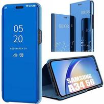 Protective case for Samsung Galaxy A34 5G - BOOLING - Mirror Effect Flap - Shockproof Protection - Blue