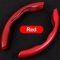 Car Steering Wheel Cover 38cm Carbon Fiber Silicone Steering Wheel Non-slip Protective Ultra-thin Cover Type D Car Accessories raudona