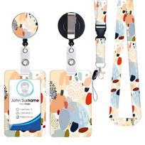 Neck Lanyard Teacher Lanyard Oil Painting Card Holder Flowers Neck Strap Retractable Badge Holder for Adults Students 1