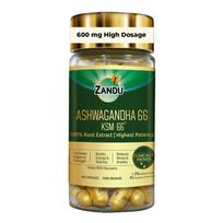 Zandu KSM-66 Ashwagandha 600 Mg Tablets Herbal Supplement For Energy Stamina Daily Wellness Support 60 Tablets