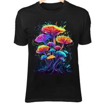 Glowing Mushroom Grove Shirt - Colorful Fantasy Fungi with Radiant Veins 3XL