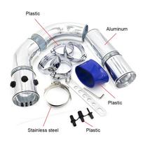 Universal 3  76mm Air Intake Pipe Aluminum alloy intake pipe Kit Turbo direct cold air Filter injection system with air filter without air filter