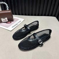 Nauji tinkliniai baleto bateliai moterims, prašmatnus prekės ženklo dizainas, ažūriniai nėriniai, Mary Jane bateliai, moteriški vasariniai sandalai, kvėpuojantis tinklelis Zapatos 35 juoda