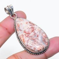 Natural Laguna Lace Agate Gemstone 925 Sterling Silver Pendant 2.21  AP-15532