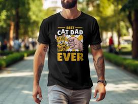 Best Cat Dad Ever T-Shirt, Funny Cat Lover Gift, Men's Graphic Tee, Pet Owner 4XL