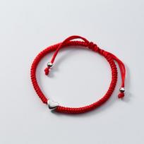 La Monada 925 sidabro širdelės raudono siūlo apyrankė, reguliuojama rankų darbo pintos raudonos virvelės laimės amuletų apyrankės moterims 15-22cm raudona