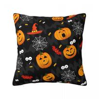 Halloween Kids Orange Cute Ghost Pillow Case Vintage Pillow Cover Soft Printed Cushion Cover Pillowcases For Living Room Chair Peach skin 18*18(CM)-1Pcs