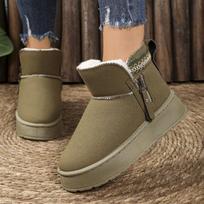 Women's Fur One-piece Non-slip Winter Booties Versatile Velvet Thickened Warm Cotton Shoes Snow Boots 36 žalia