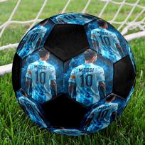 1 vnt. Messi futbolo kamuolys, dydis 5, salės futbolo kamuolys, madingas, spalvingas, žaidimui kieme - Puikiai tinka sporto gerbėjams, dovana HE50 blue