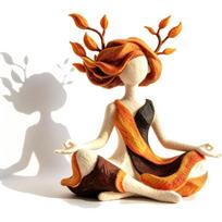 Abstract Meditation Yoga Figurine Resin Hand-Painted Art Statue  for Women 10*8*5cm-A