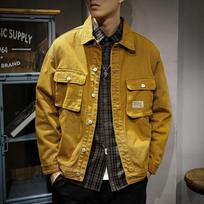 Japanese Multi-Pocket Tooling Denim Jacket Men'S American Retro Mountain Trend Handsome Velvet Casual Jacket 4XL žalia