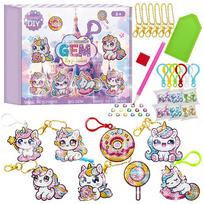 Mermaid Unicorn Ice Cream DIY Diamond Painting Keychain for Children
