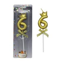 Kūrybiška auksinė karūnos lankelio skaičių 0-9 žvakė Gimtadienio vakarėlio išdėstymas Torto dekoracija Žvakė Golden Crown Digital Candle 0