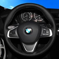 for BMW f45 f46 x1 f48 2015 2016 2017- x2 f39 2018- Hand-Stitched Black  Leather Car Steering Wheel Cover White line style
