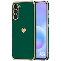 Coque pour Samsung Galaxy A57 5G, Protection Silicone Motif Cœur Antichoc Anti-Rayure Vert Nuit žalia