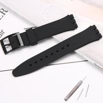Silikoninė laikrodžio apyrankė Swatch 17mm 19mm 20mm Sagtis Atspari vandeniui Apyrankė Riešo dirželis Laikrodžio priedai 17mm juoda