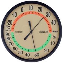 RHYTHM Citizen Temperature and Humidity CITIZEN TM-42 Wall-Mount Gauge, Brown, 9CZ013-006