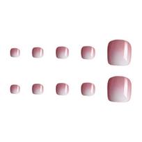 120Pcs French Tip Press on Toenails for Women, Short Square Stick-on Gel Fake Nails, Reusable Removable Glue on False Toe Nails