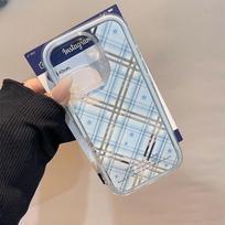 Blue plaid ins wind three-in-one colorful for Apple 16/15iphone13XR/MAX Huawei mobile phone case apple 11