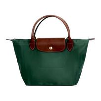 Longchamp prekės ženklo logotipas sulankstoma drobės koldūnų formos rankinė maži dydžio moteriška britiškos žalios spalvos 1621089P95 žalia