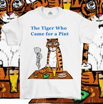 Tigras, atėjęs į alaus bokalą Sean Lock 8 out of 10 cats countdown Marškinėliai tshirt M white