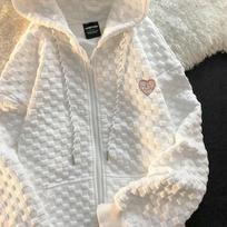 Moteriški megztiniai su gobtuvu Fashion laisvas vaflinis vienspalvis megztinis ilgomis rankovėmis XXL balta