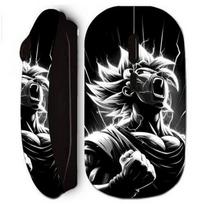 Wireless Mouse - Dragon Ball - Goku - Black and White - Angry Face - USB Flash Drive Included