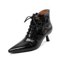 2024 m. žiemos moteriški batai natūralios odos ankle boots smailus pirštas stiletto batai aukšti kulniukai odiniai batai moteriški batai ploni kulniukai 34 juoda