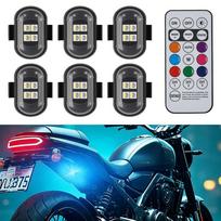 6 vnt. RGB LED automobilio stroboskopiniai žibintai, motociklo LED blykstės pozicinis belaidis žibintas, 8 spalvų, orlaivio, lėktuvo, sraigtasparnio įspėjamieji žibintai, priedai