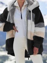 Dopamine Ice Cream Color Hooded Plush Coat for Women 6XL juoda