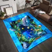 3D Povandeninis Pasaulis Delfinas Kilimas Neslystantis Kilimėlis Svetainei Namų Dekoras Kilimai Svetainei Miegamojo Dekoras 50x80cm