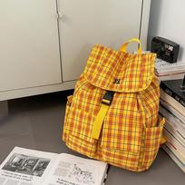 Kong style retro classic contrasting plaid male and female couple student backpack women's versatile schoolbag men's and women's geltona