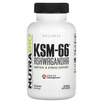 NutraBio, KSM-66, Ashwagandha, 600mg, 60 kapsulių
