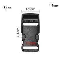 Dvigubo plastikinio juodo kuprinės diržo dalys išlenktos sagties Paracord apyrankės užrakto šoninės sagtys 1.5cm 5pcs