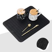 Silikoninis neslystantis indų džiovinimo kilimėlis: Daugiafunkcinis, Karščiui atsparus, Lengvai valomas virtuvės aksesuaras 30x15cm/98g juoda