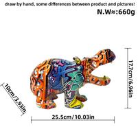 Nordic Unique Colorful Big Mouth Hippo Ornaments Top Home Living Room Work Tabletop Animal Resin Craft Decoration Durable