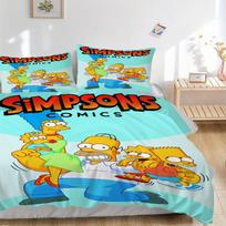 Simpsonų šeimos nuotykių patalynės komplektas - 3 dalių antklodės užvalkalas Dovana miegamajam, Be užpildoB165 135x200cm