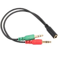 3.5mm 2 Male Plug to 1 Female Jack Audio Mic Headset Splitter Adapter Cable juoda