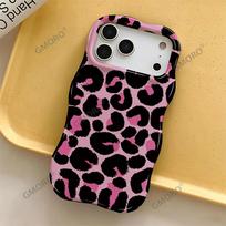 Black pink leopard print mobile phone case Apple 16promax wave film case iPhone17 hot-selling anti-drop hard case iPhone17