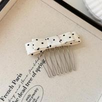 Boho Style Polka Dot Bow Reverse Hair Comb Unique Design Side Bang Gripper for Women Festival Outfit Hair Accessory A4