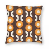 Mid-Century Modern Flower Orange Square Pillowcase Polyester Linen Velvet Pattern Zip Decorative Sofa Cushion Cover Peach skin 18*18(CM)-1Pcs