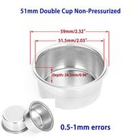 51mm/58mm Double-Cup Coffee Machine Pressurized Filter Basket for Household Coffee Maker Parts Non-Pre 1cup 2cups 51mm no pressure