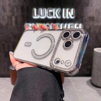 Luxury Diamond Glitter Magnetic Case For iPhone 17 Pro Max 16 15 14 13 12 11 Pro Max 14 15 16 Plus Air Fashion Shockproof Case PC&iPhone17 Pro