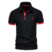 Men Short Sleeve Polo Shirt Classic Fit Embroidered Cotton Soft Breathable Fabric Casual Collar Top XL juoda
