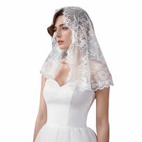 Elegant 88×58cm Hijab Lace Veil Floral Print Black/White Lace Headwrap Short Bridal Veils Wedding Bridal Headpiece Accessories balta