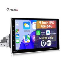 Podofo 9  4+64 Android Car Radio Stereo CarPlay & Android Auto BT WIFI Radio EQ DSP GPS Adjustable IPS Screen OEM Factory 9" 64 g 4 g