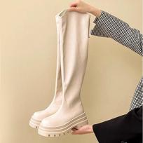 Comemore Women's High Boots Autumn Platform Thigh High Boots Women Sheoes Back Zip High Heels Over The Knee Boots Female 35